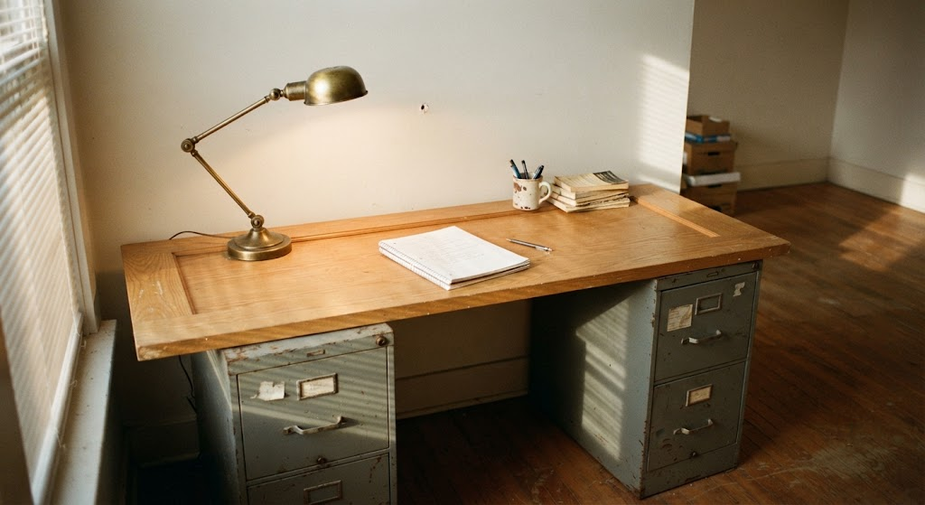 My First Desk Was a Hollow-Core Door on Filing Cabinets — And It Taught Me More Than Any $3,000 Setup
