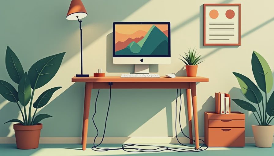Illustration for cable management under desk