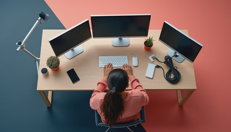 Visual context for under desk cable management tray