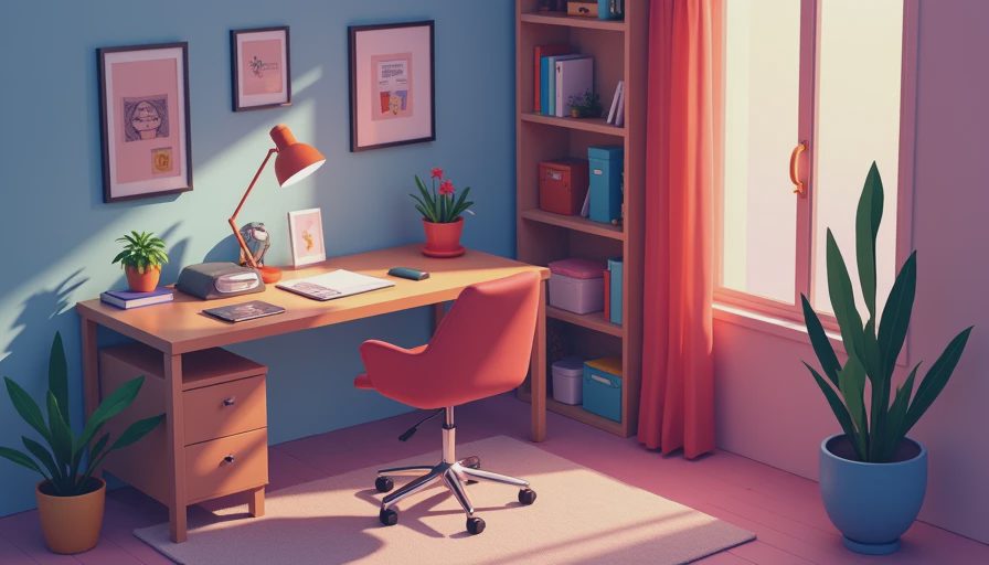 Visual context for small home office design layout