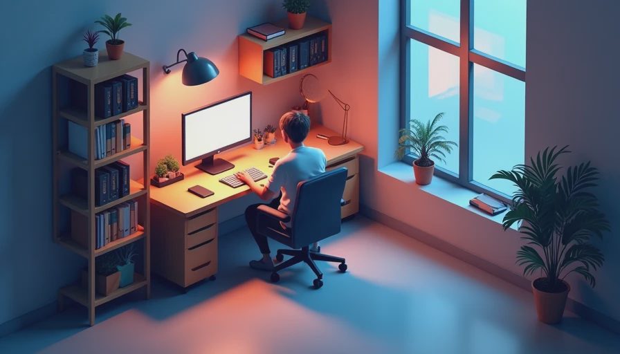 Visual context for home office setup desk