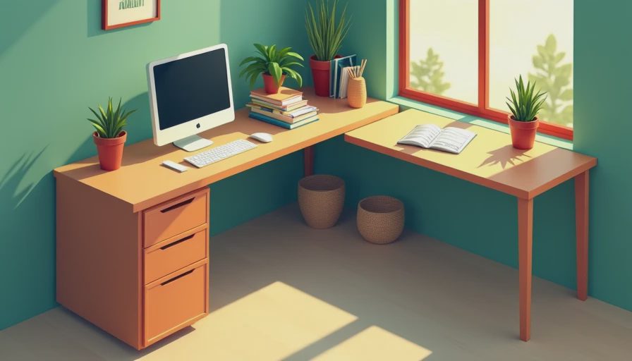 Visual context for corner desk